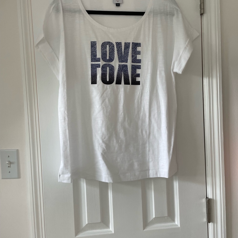 CAbi white medium T-shirt with “love tone”